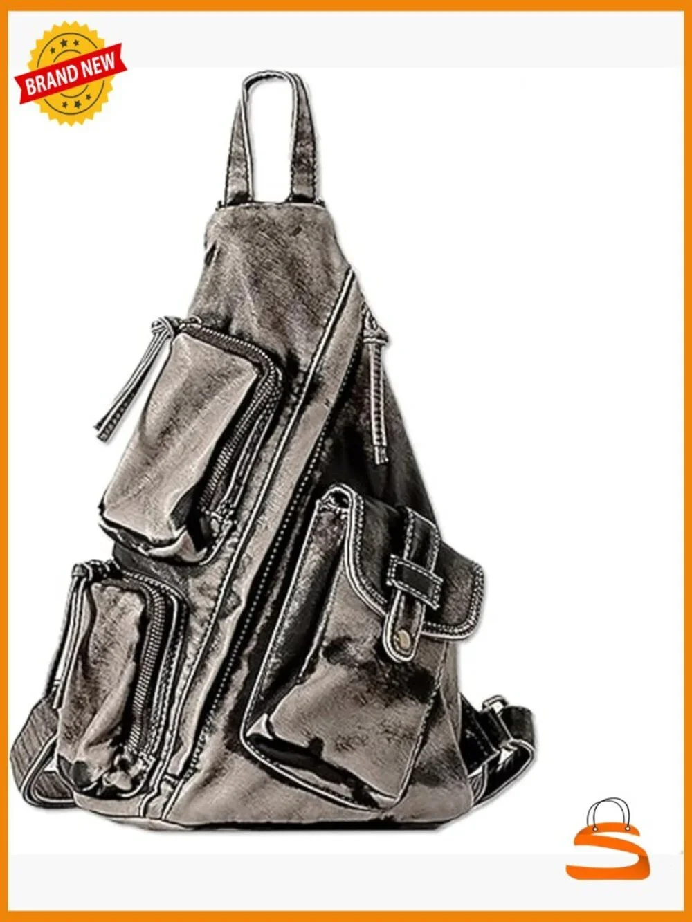 Versatile Crossbody Backpack Daypack Chest Fanny Pack Vegan Leather